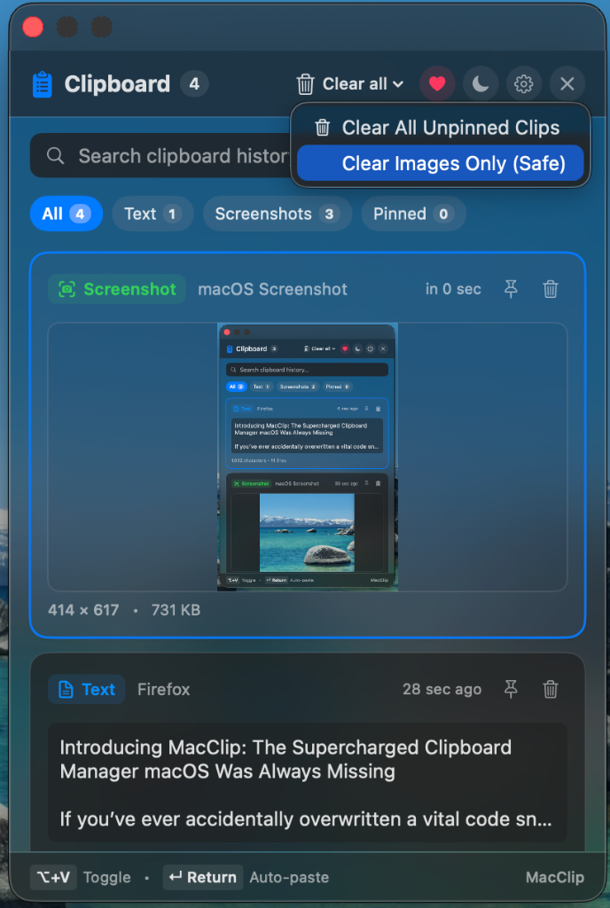 Smart Cleanup Menu