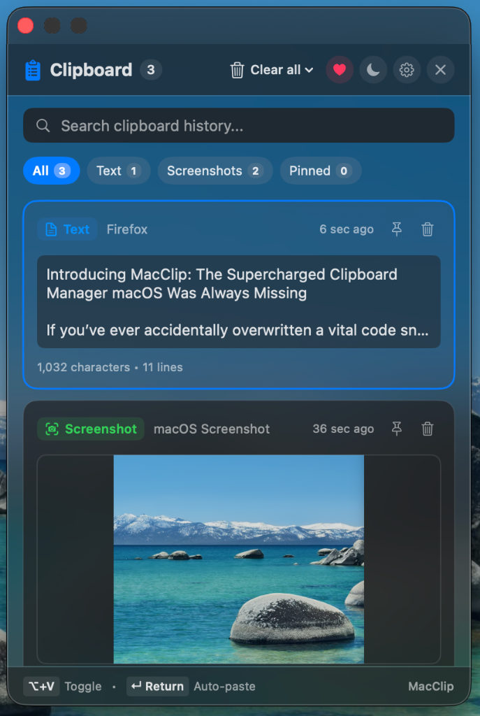 MacClip Main Interface Preview